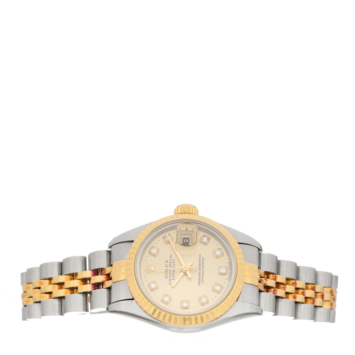 Rolex Stainless Steel 18K Yellow Gold Diamond 26mm Oyster Perpetual Datejust Watch Champagne 69173 2 of 4