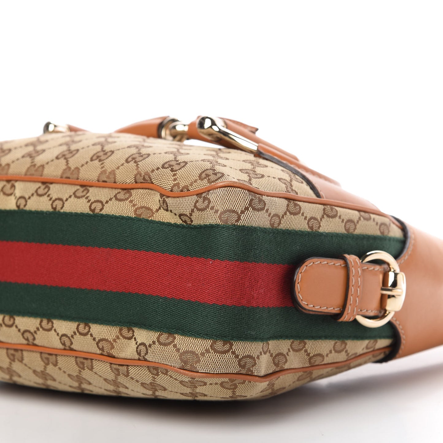 Monogram Large Horsebit Web Hobo Tan
