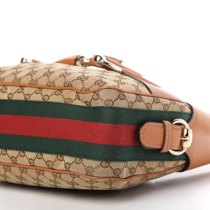 Gucci Monogram Large Horsebit Web Hobo Tan 7 of 10