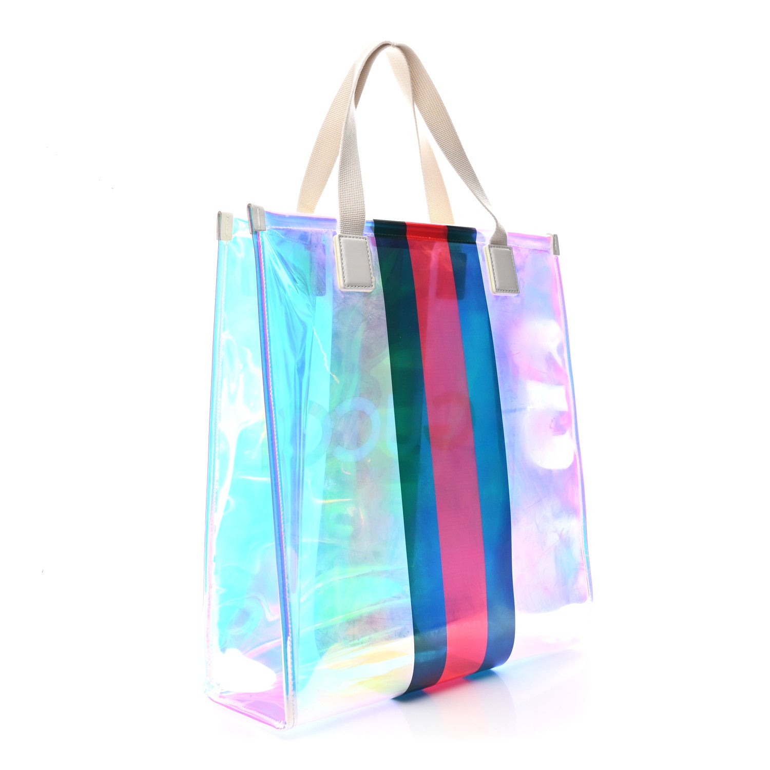 Gucci Iridescent Vinyl Logo Web Vertical Tote Multicolor 3 of 11