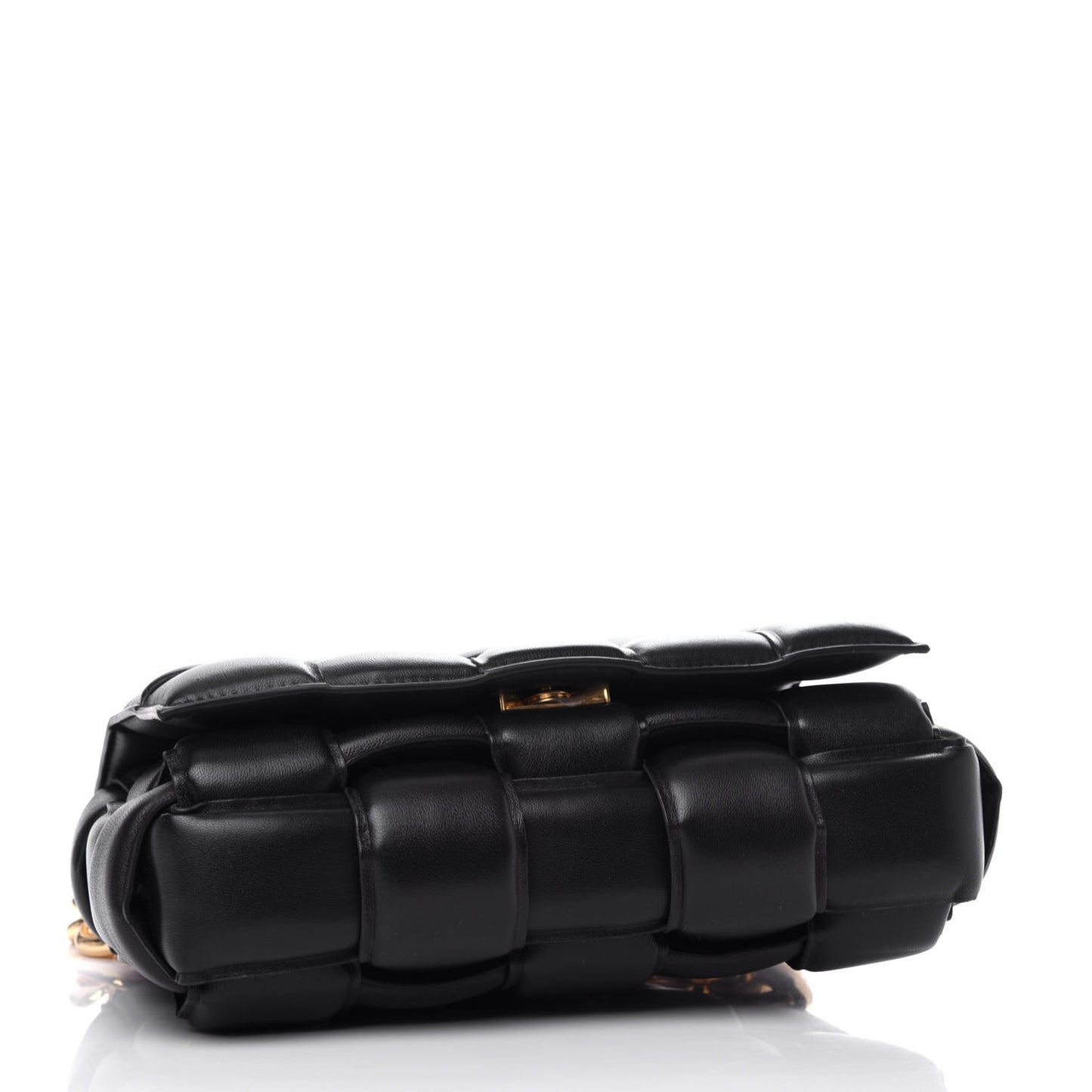 Lambskin Maxi Intreccio Padded Chain Cassette Crossbody Bag Black