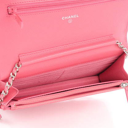 Chanel Caviar Chevron Wallet On Chain WOC Pink 5 of 8
