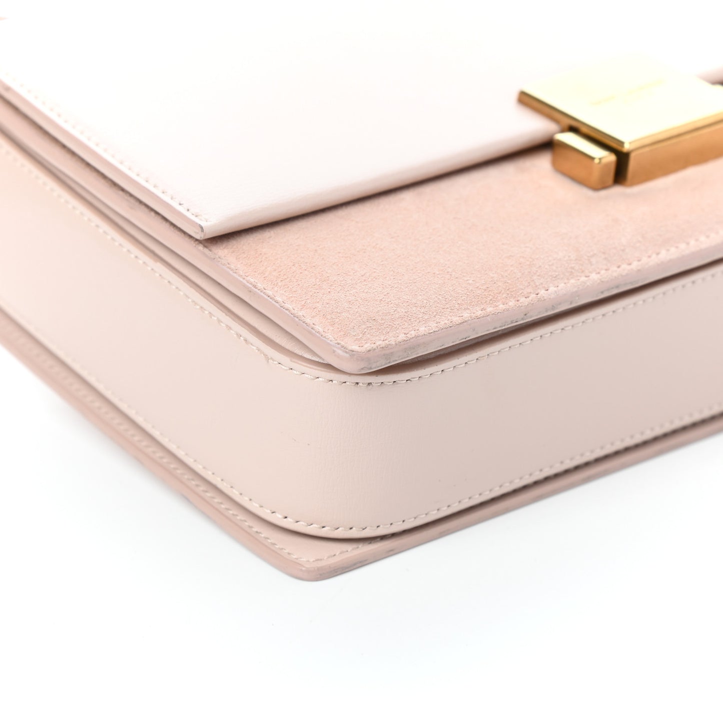 Smooth Calfskin Suede Medium Bellechasse Bag Marble Pink