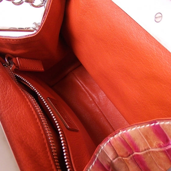 Crocodile Embossed Frame Pink Orange