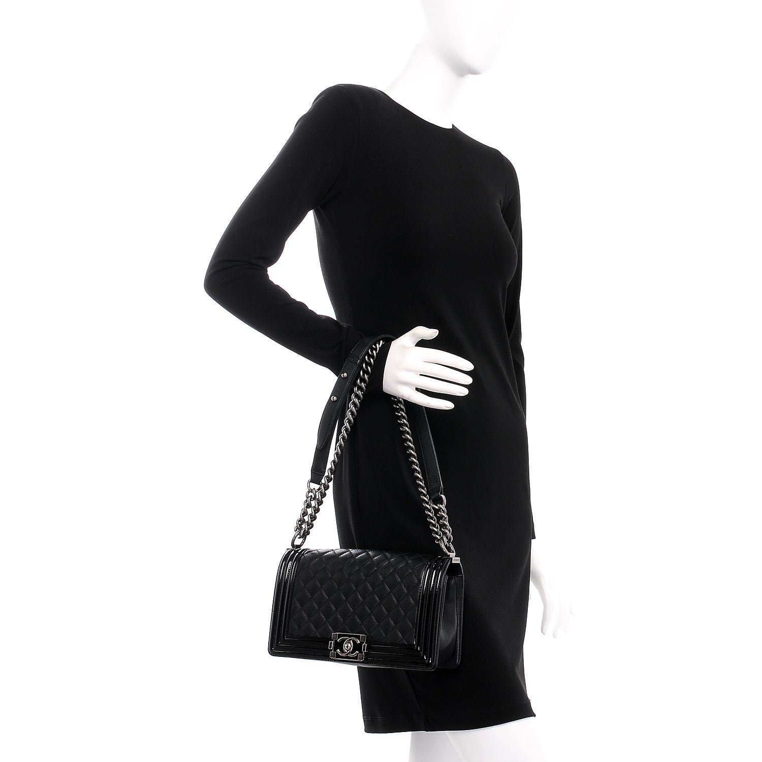 Chanel Goatskin Quilted Patent Medium Duo Boy Flap Black 3 of 8