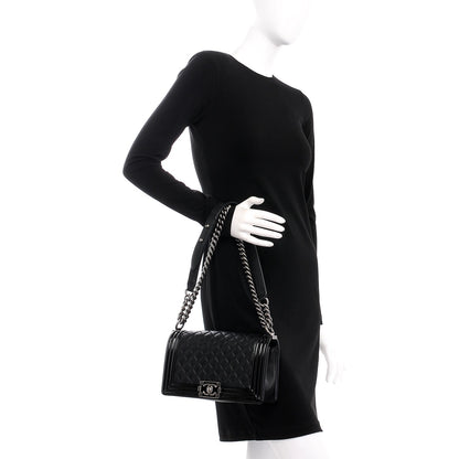Chanel Goatskin Quilted Patent Medium Duo Boy Flap Black 3 of 8
