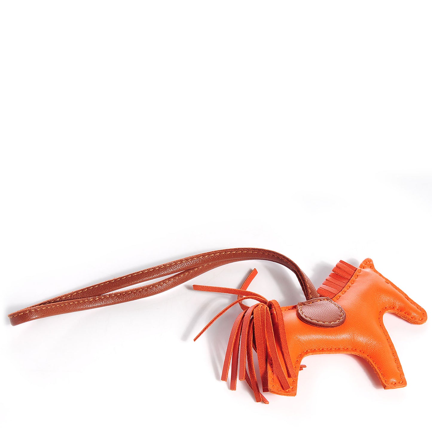 Milo Lambskin Grigri Rodeo Horse Bag Charm PM Feu Orange Fauve