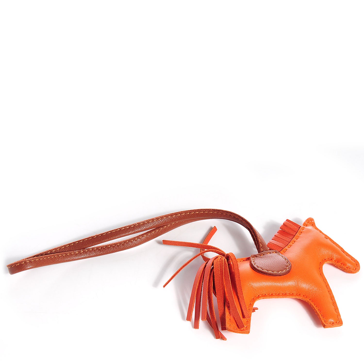 Hermes Milo Lambskin Grigri Rodeo Horse Bag Charm PM Feu Orange Fauve 1 of 4