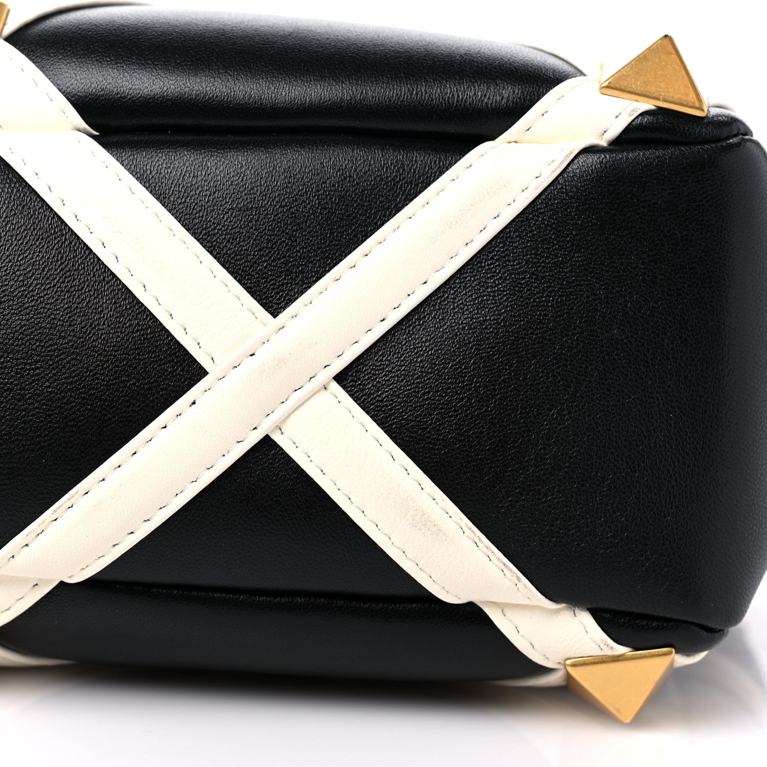 Valentino Garavani Nappa Large Roman Stud Shoulder Bag Black White 9 of 10