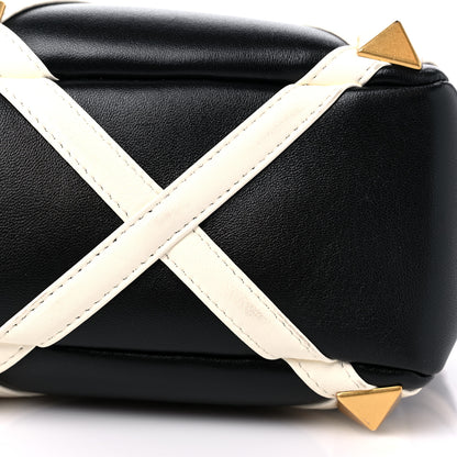 Valentino Garavani Nappa Large Roman Stud Shoulder Bag Black White 9 of 10