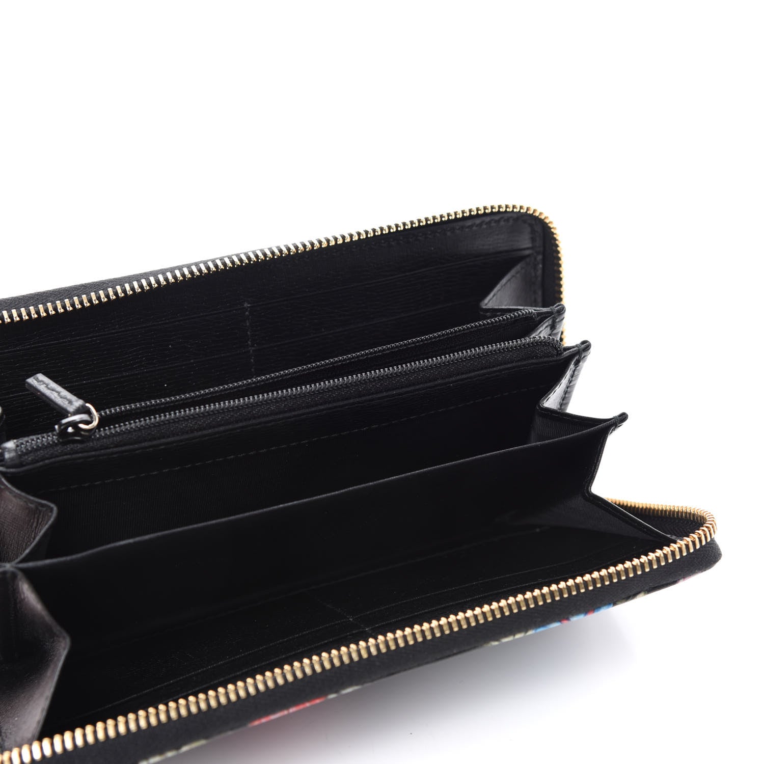 Gucci Shangai Calfskin Flora Knight Zip Around Wallet Black 5 of 8
