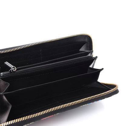 Gucci Shangai Calfskin Flora Knight Zip Around Wallet Black 5 of 8