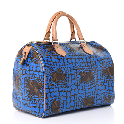 Louis Vuitton Monogram Kusama Town Speedy 30 Blue 3 of 12