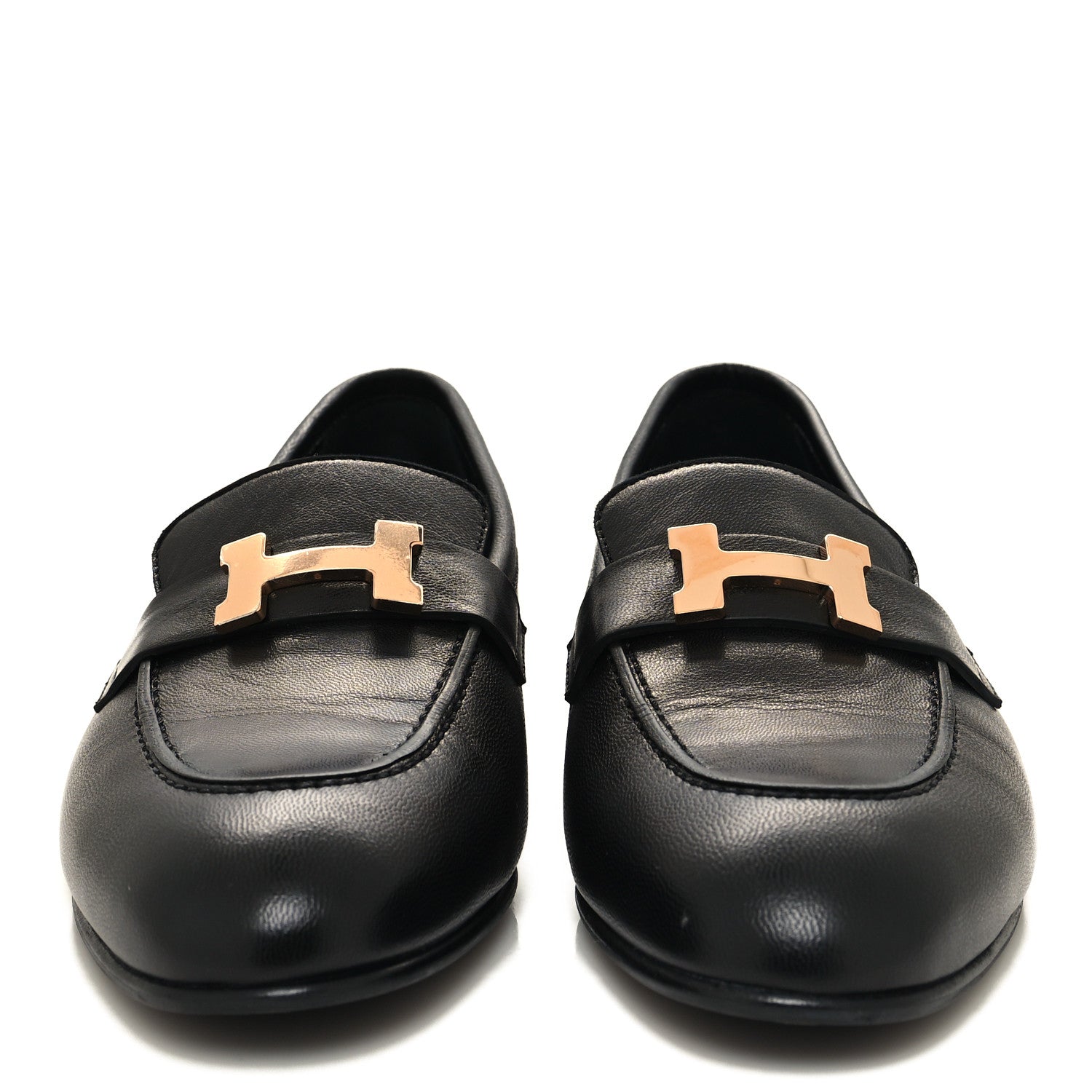 Hermes Goatskin Womens Paris Loafers 38 Black 2 of 10
