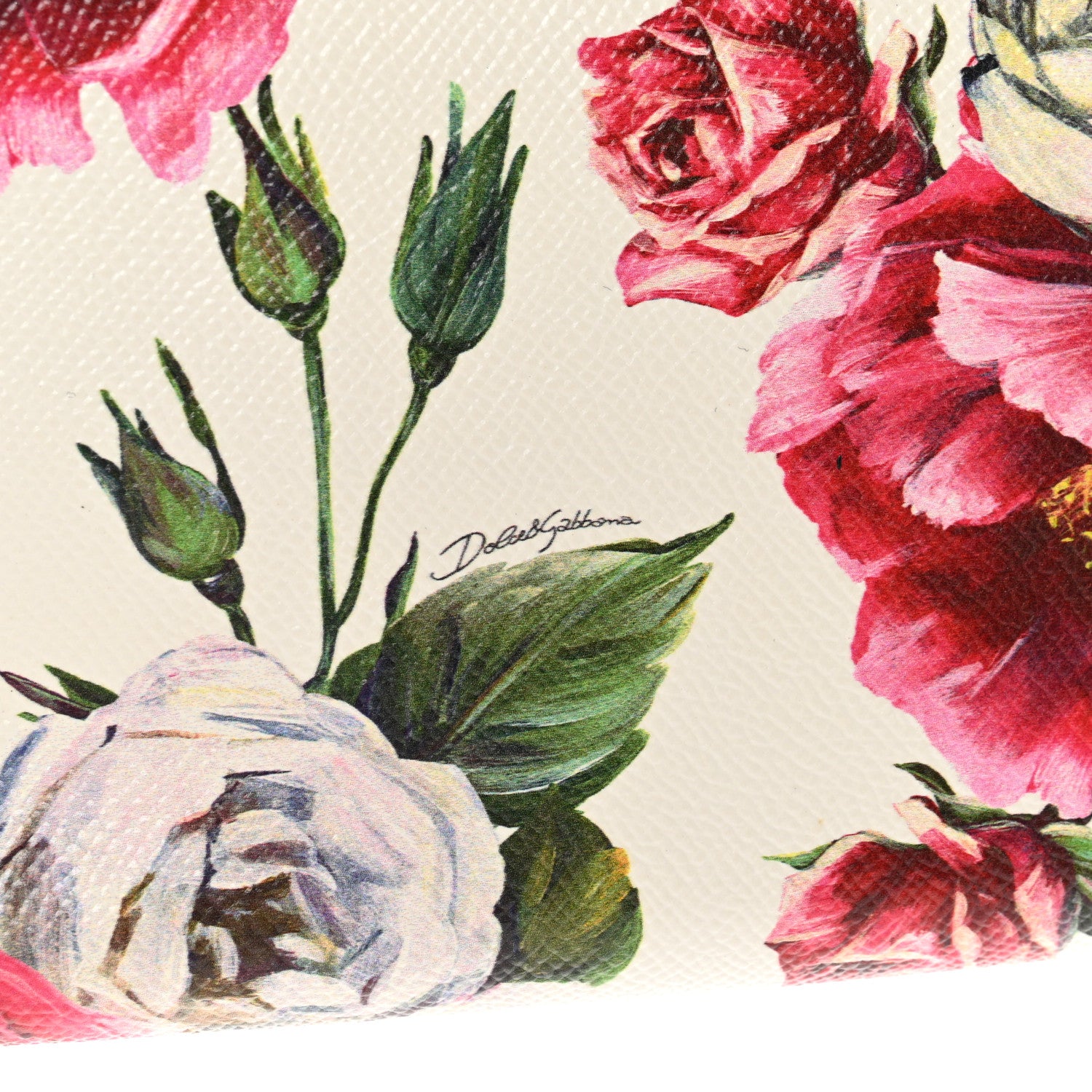 Dolce & Gabbana Dauphine Floral Print Wallet On Chain White Pink 7 of 14