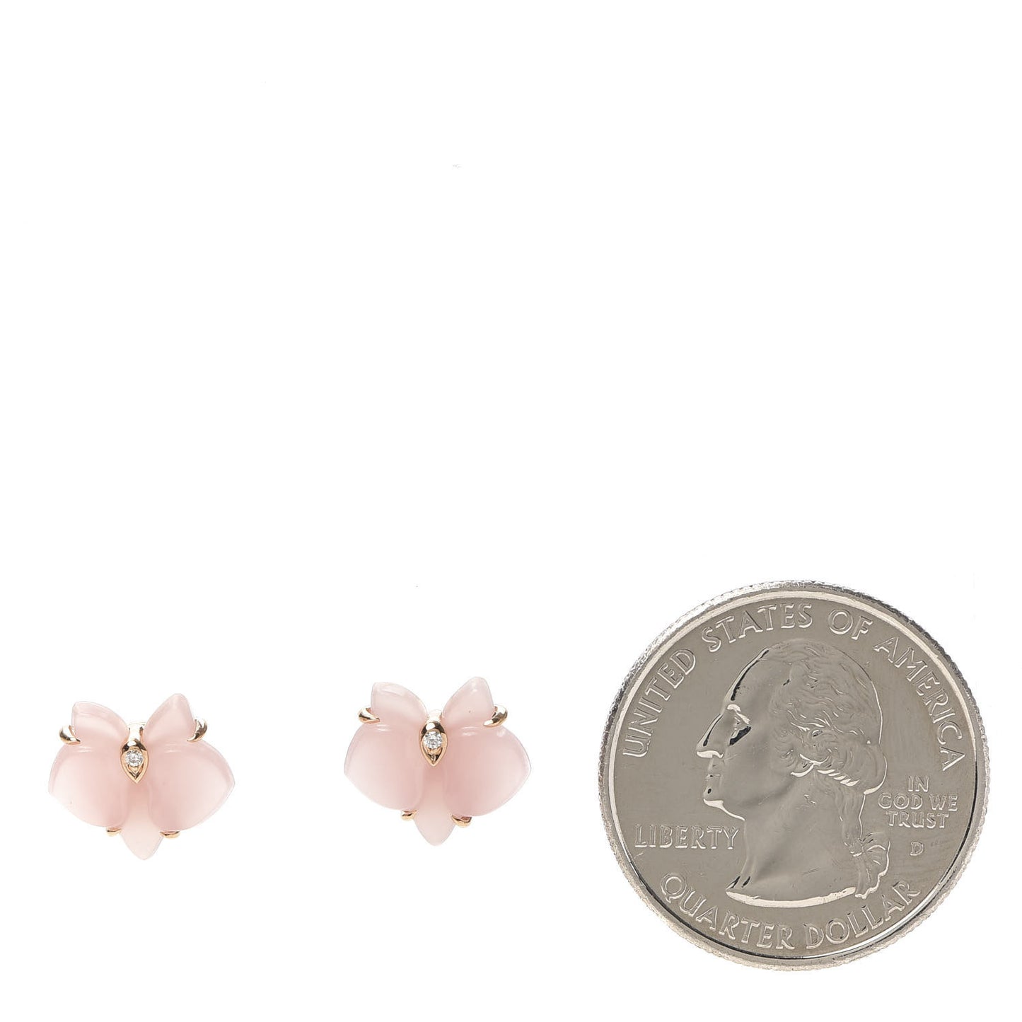 18K Pink Gold Diamond Rose Quartz Caresse D'Orchidees Par Earrings