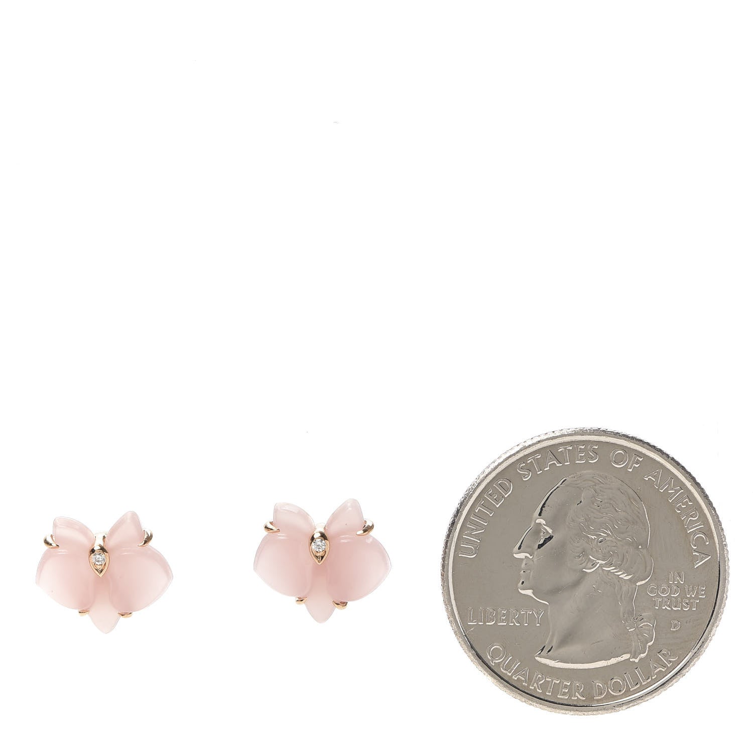 Cartier 18K Pink Gold Diamond Rose Quartz Caresse D'Orchidees Par Earrings 3 of 7