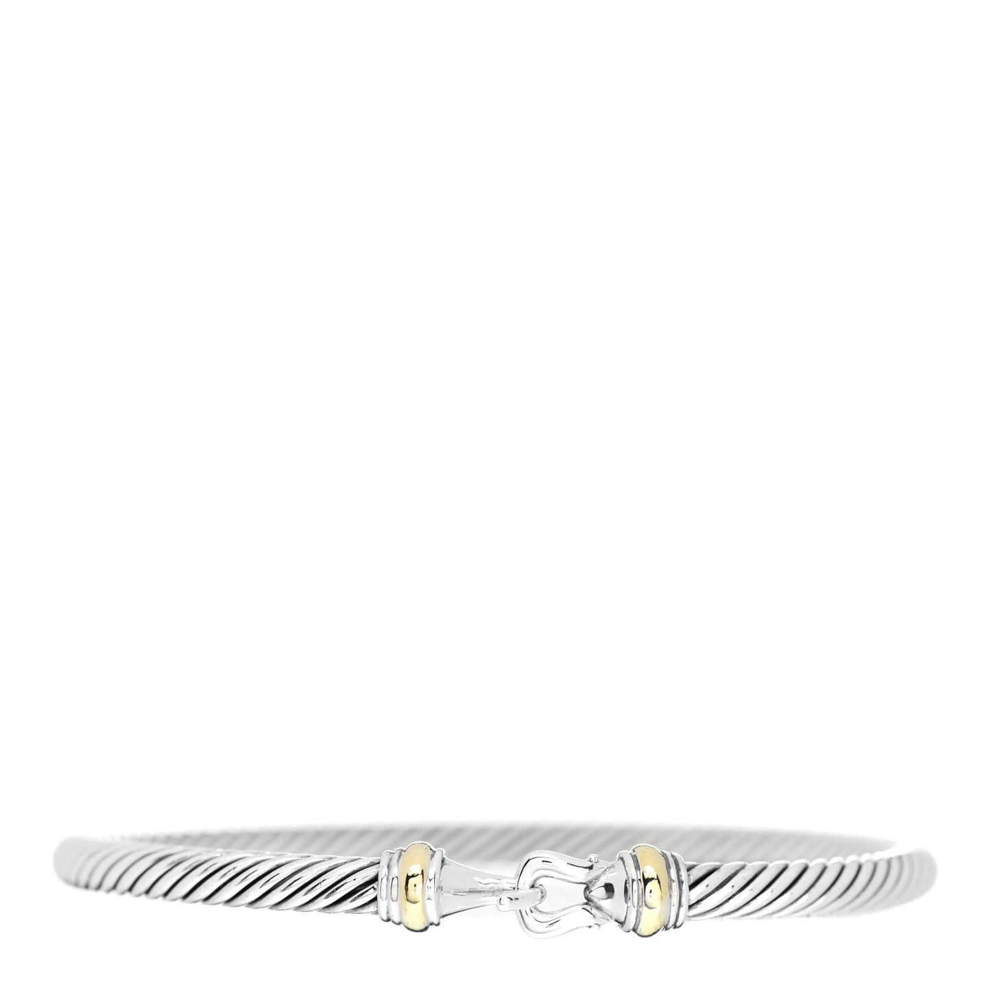 Sterling Silver 18K Yellow Gold 4mm Cable Buckle Bracelet