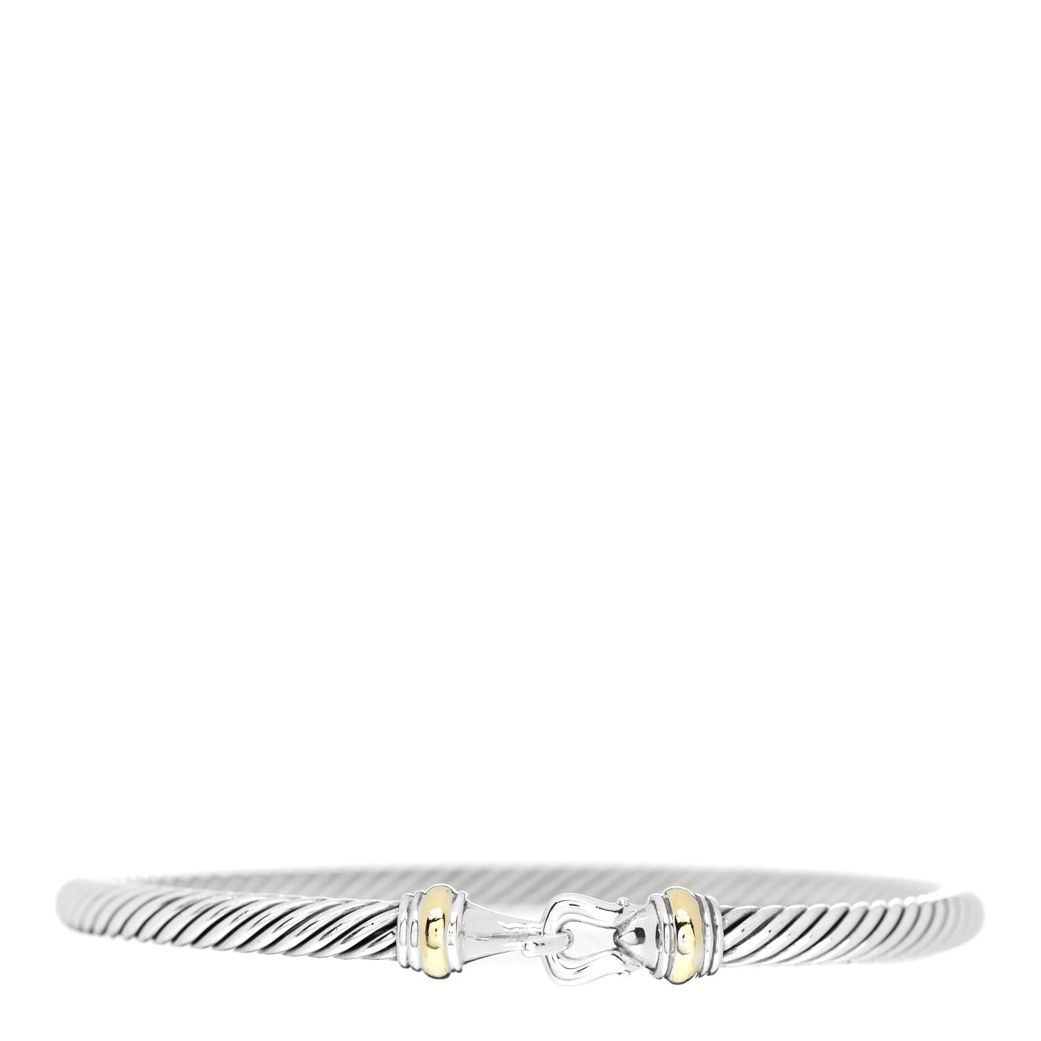 David Yurman Sterling Silver 18K Yellow Gold 4mm Cable Buckle Bracelet 1 of 3
