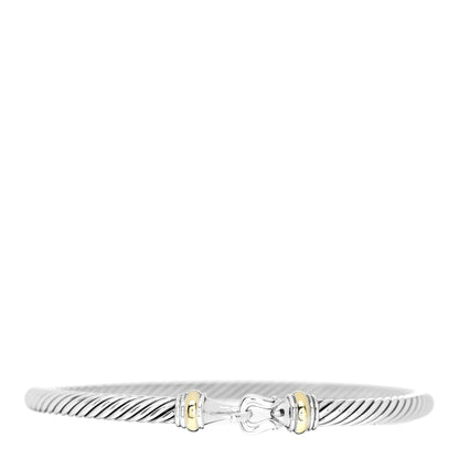 David Yurman Sterling Silver 18K Yellow Gold 4mm Cable Buckle Bracelet 1 of 3
