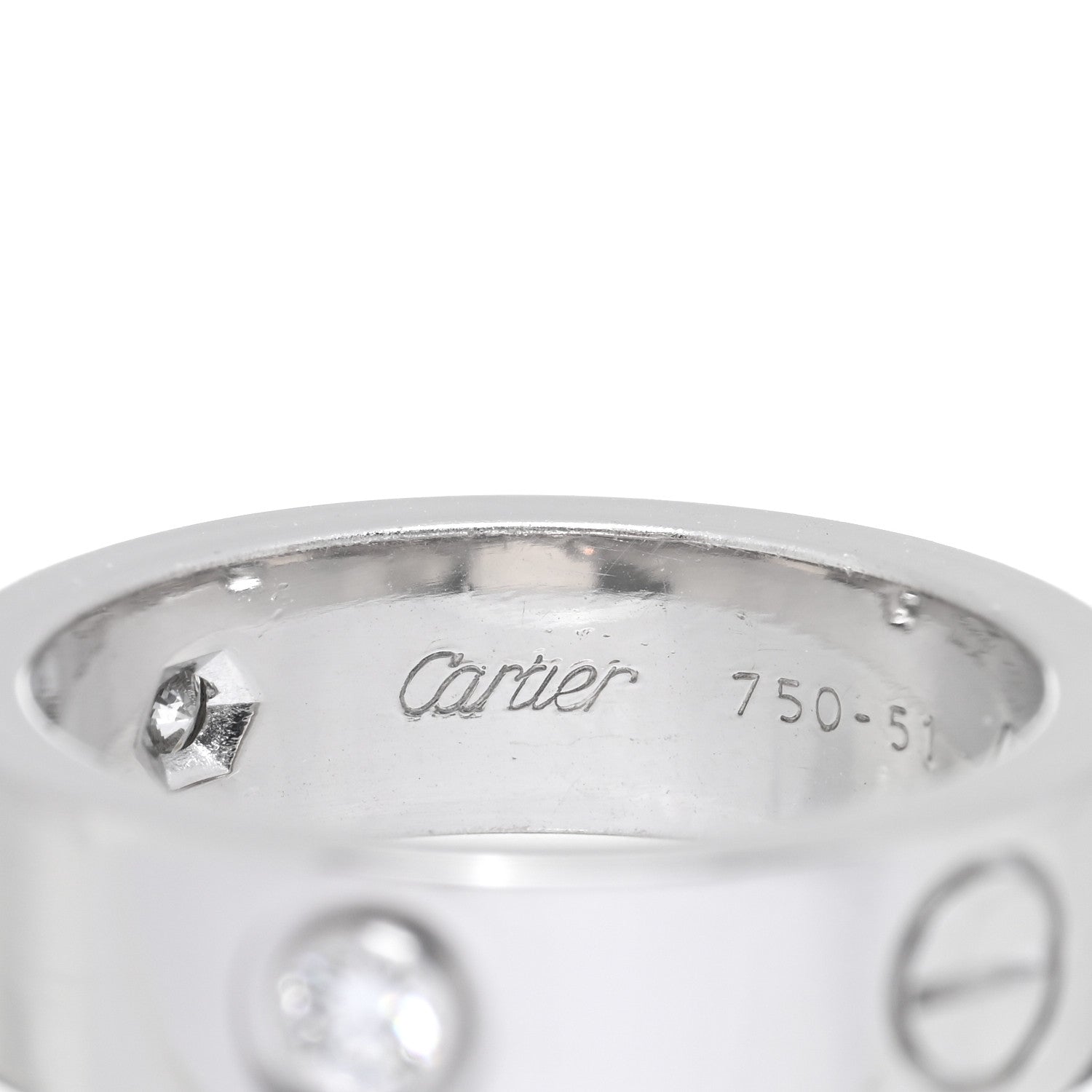 Cartier 18K White Gold 3 Diamond 5.5mm LOVE Ring 51 5.75 4 of 4