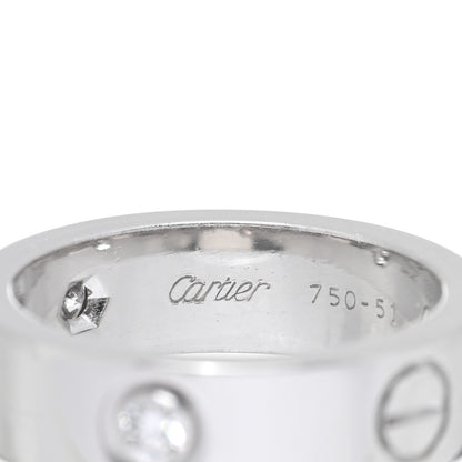 Cartier 18K White Gold 3 Diamond 5.5mm LOVE Ring 51 5.75 4 of 4