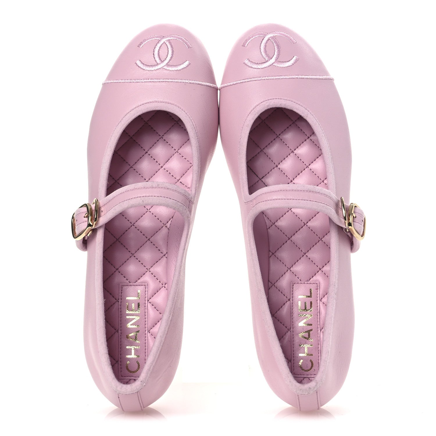 Chanel Lambskin Mary Jane Flats 40 Light Pink 2 of 13