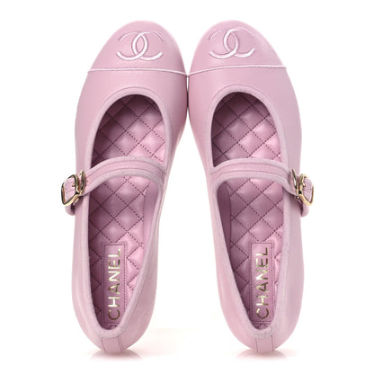 Chanel Lambskin Mary Jane Flats 40 Light Pink 2 of 13