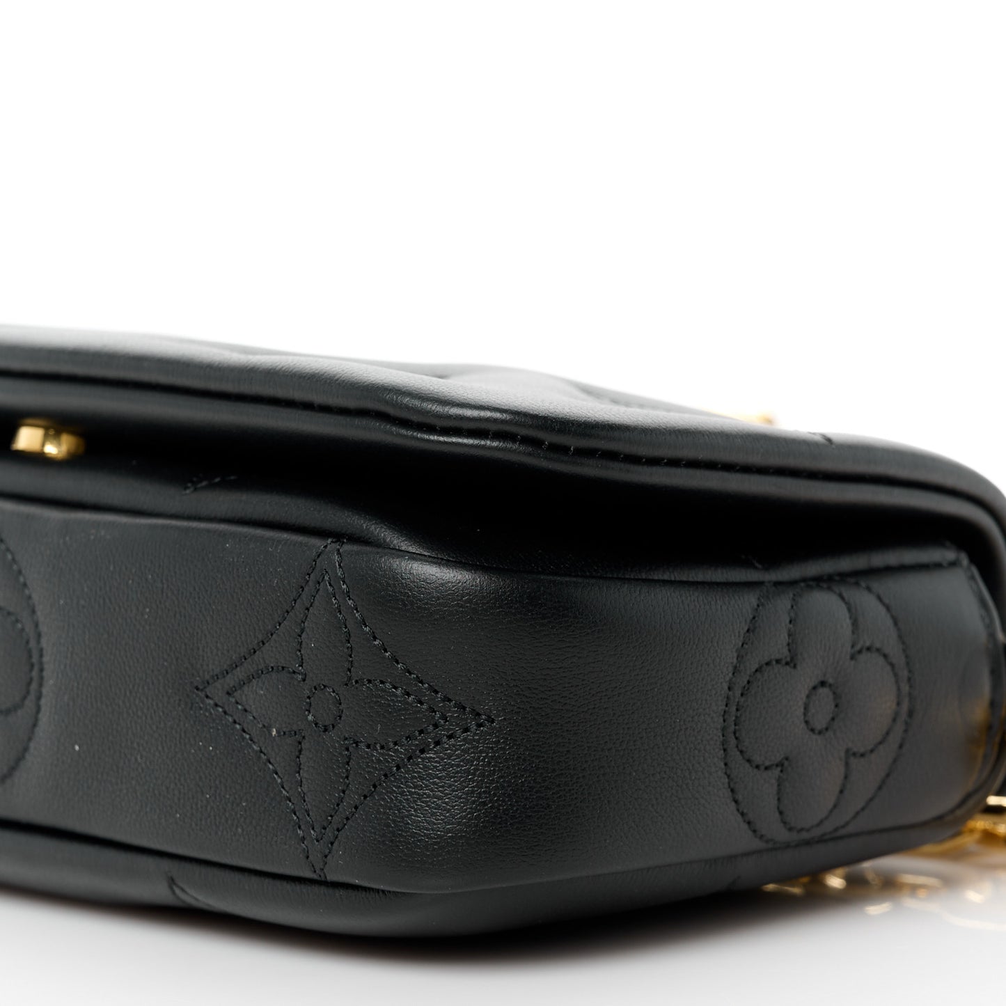 Calfskin Bubblegram Wallet On Strap Black