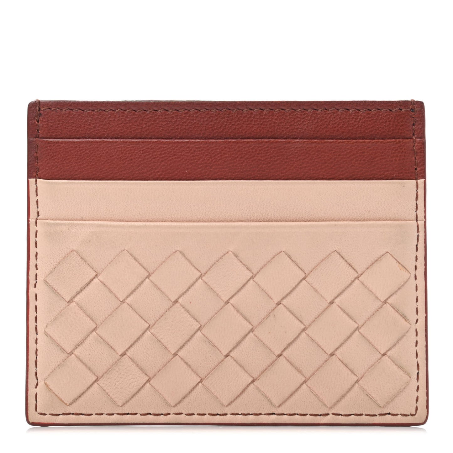 Nappa Intrecciato Card Holder Flamingo Brique