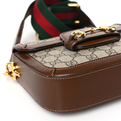 Gucci GG Supreme Monogram Web Mini Horsebit 1955 Shoulder Bag Beige Brown Sugar 8 of 9