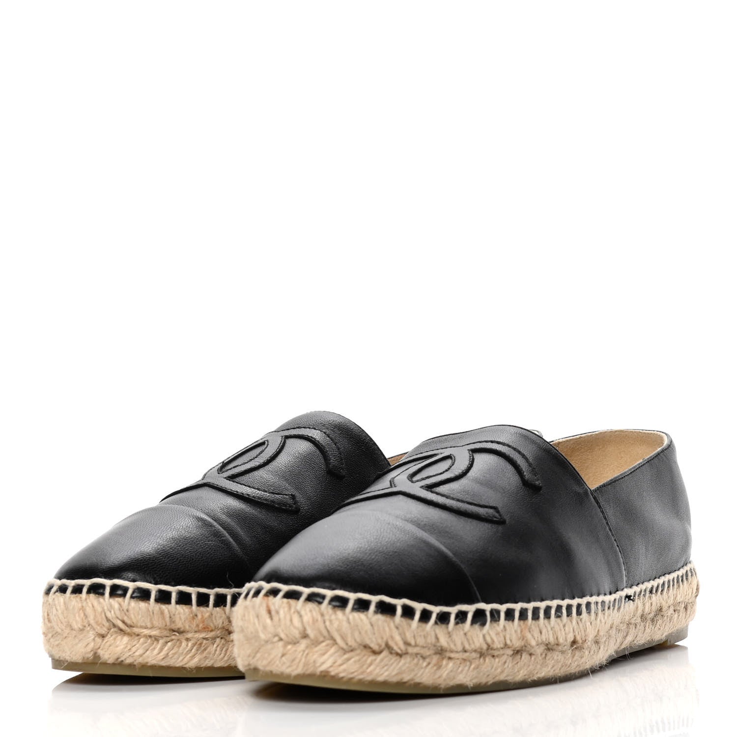 Chanel Lambskin CC Espadrilles 39 Black 3 of 10