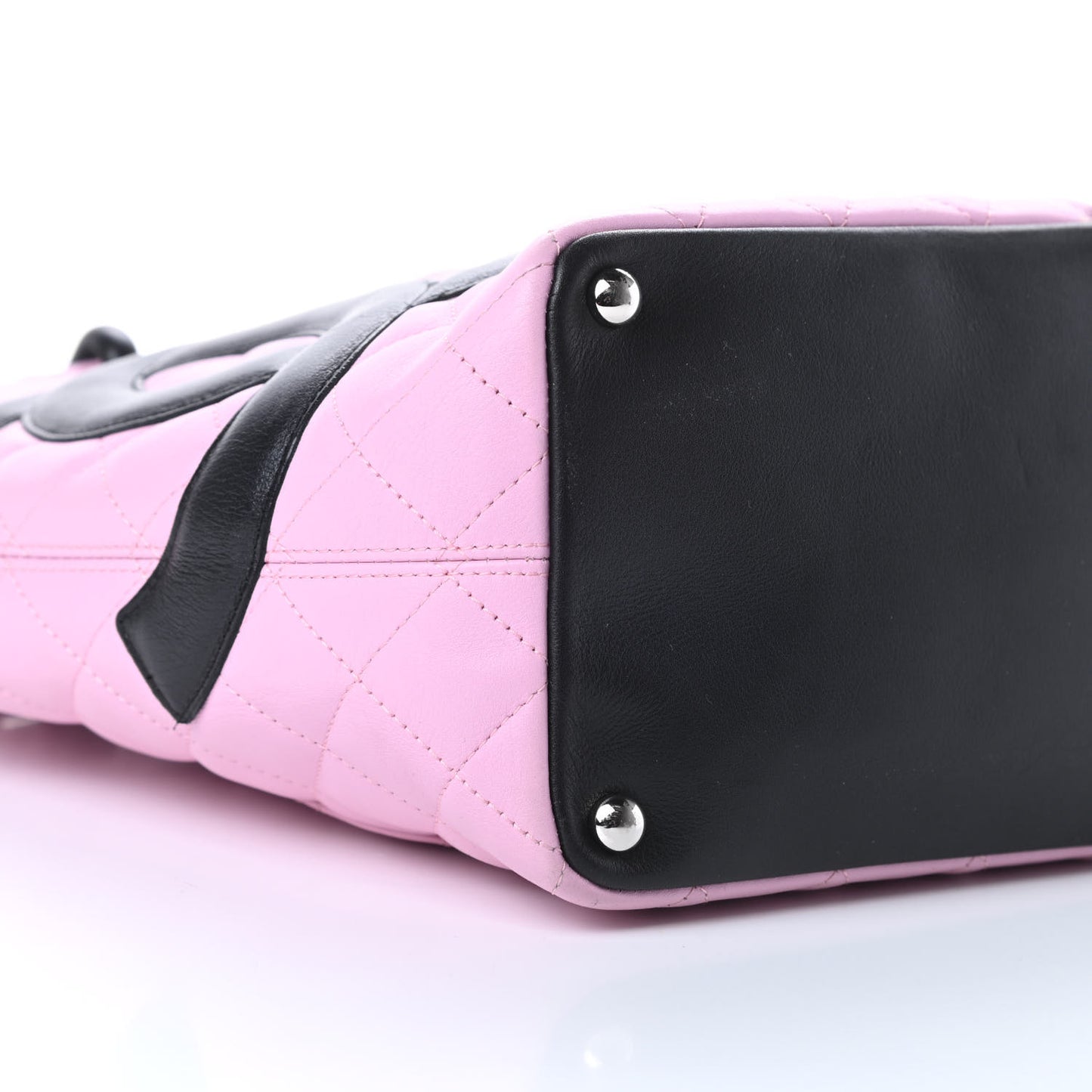 Calfskin Quilted Medium Cambon Tote Pink Black