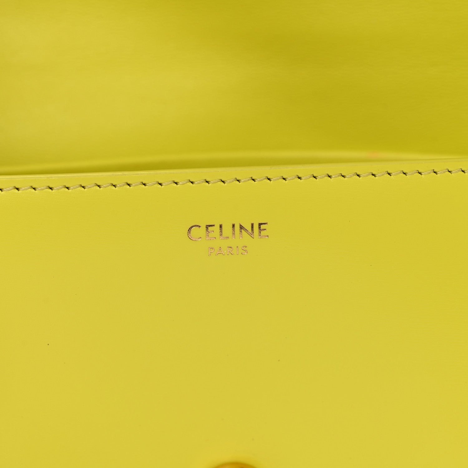 Celine Shiny Calfskin Cuir Triomphe Chain Shoulder Bag Anis 6 of 14