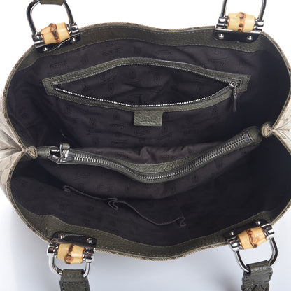 Gucci Monogram Medium Bamboo Bar Tote Olive 5 of 7