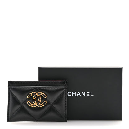 Chanel Lambskin Quilted Chanel 19 Card Holder Black 9 of 9