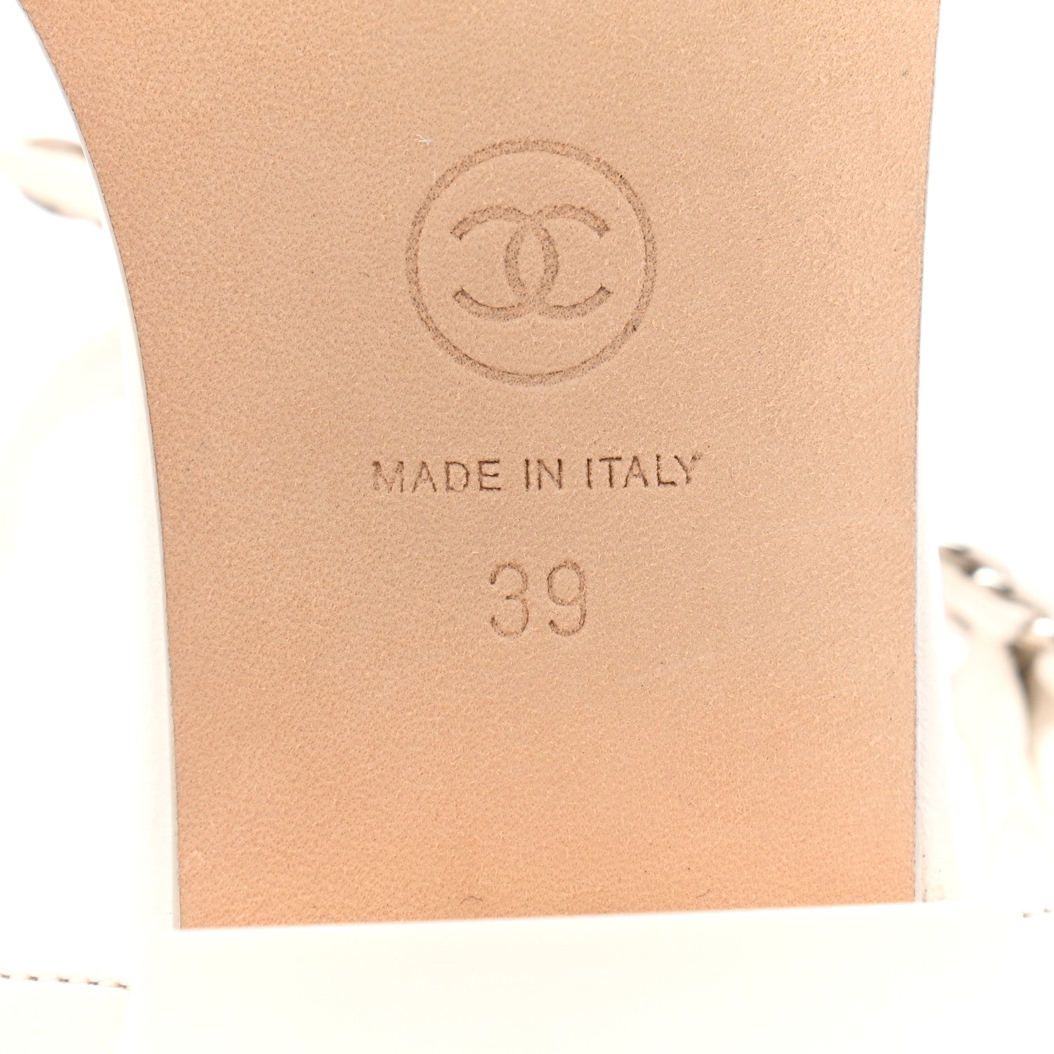 Chanel Lambskin Chain CC Logo Thong Sandals 39 White 6 of 8