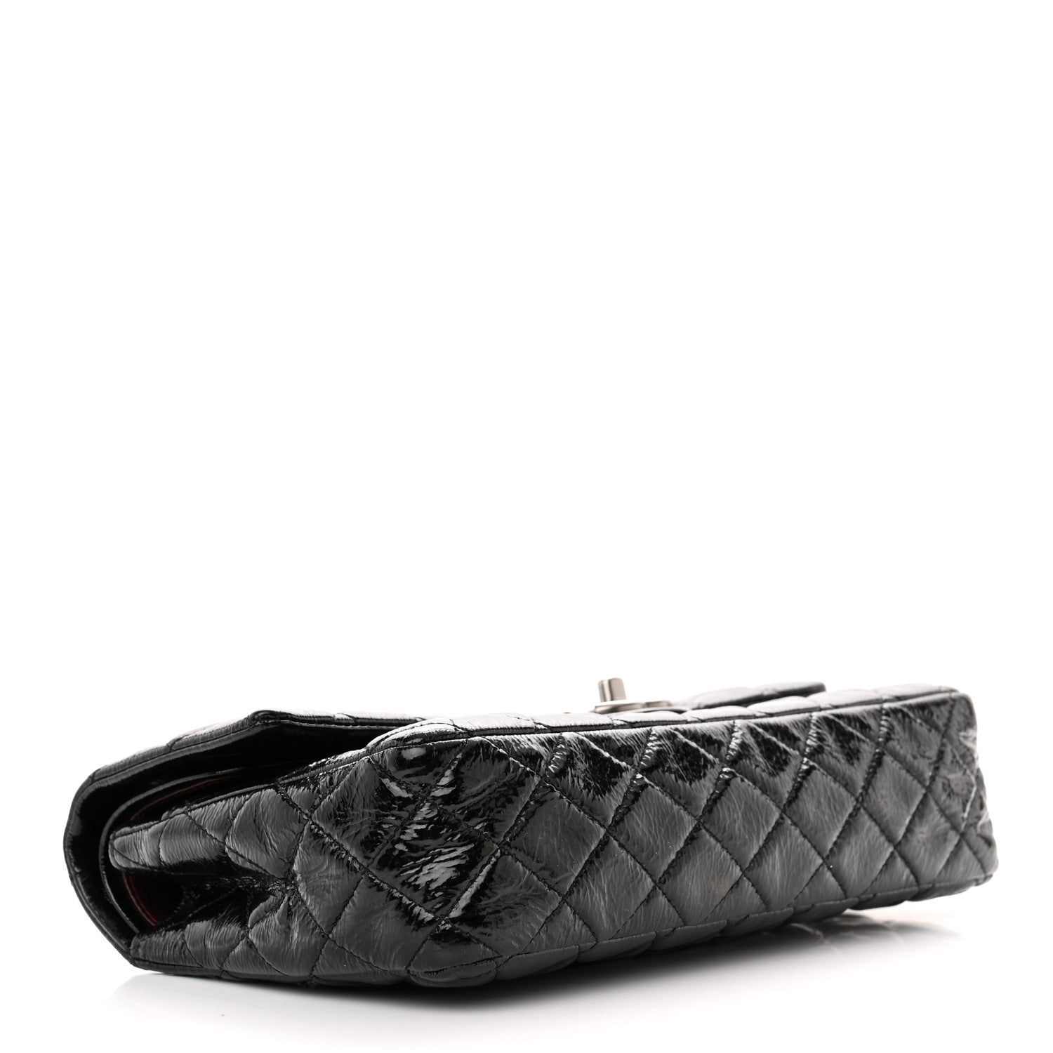 Chanel Distressed Patent Quilted Medium Double Flap Black 4 of 11