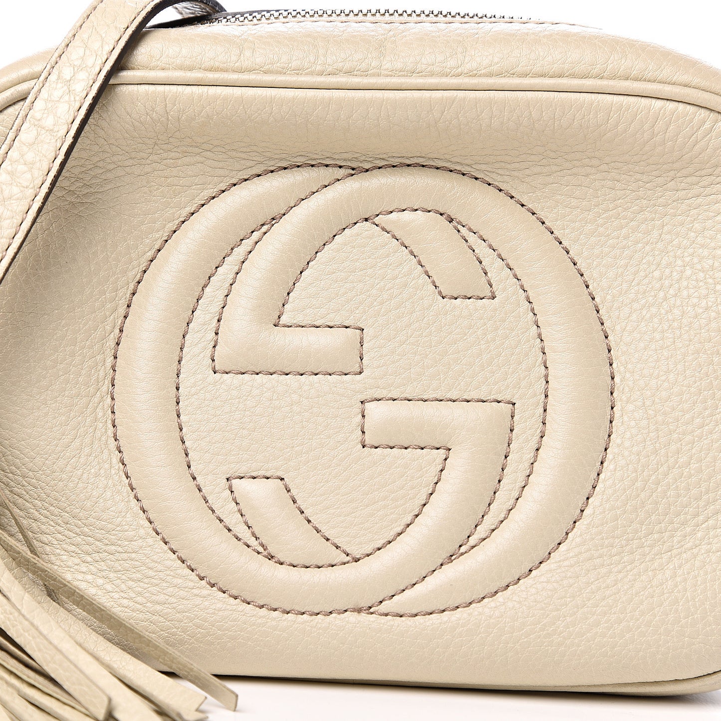 Pebbled Calfskin Small Soho Disco Bag Off White