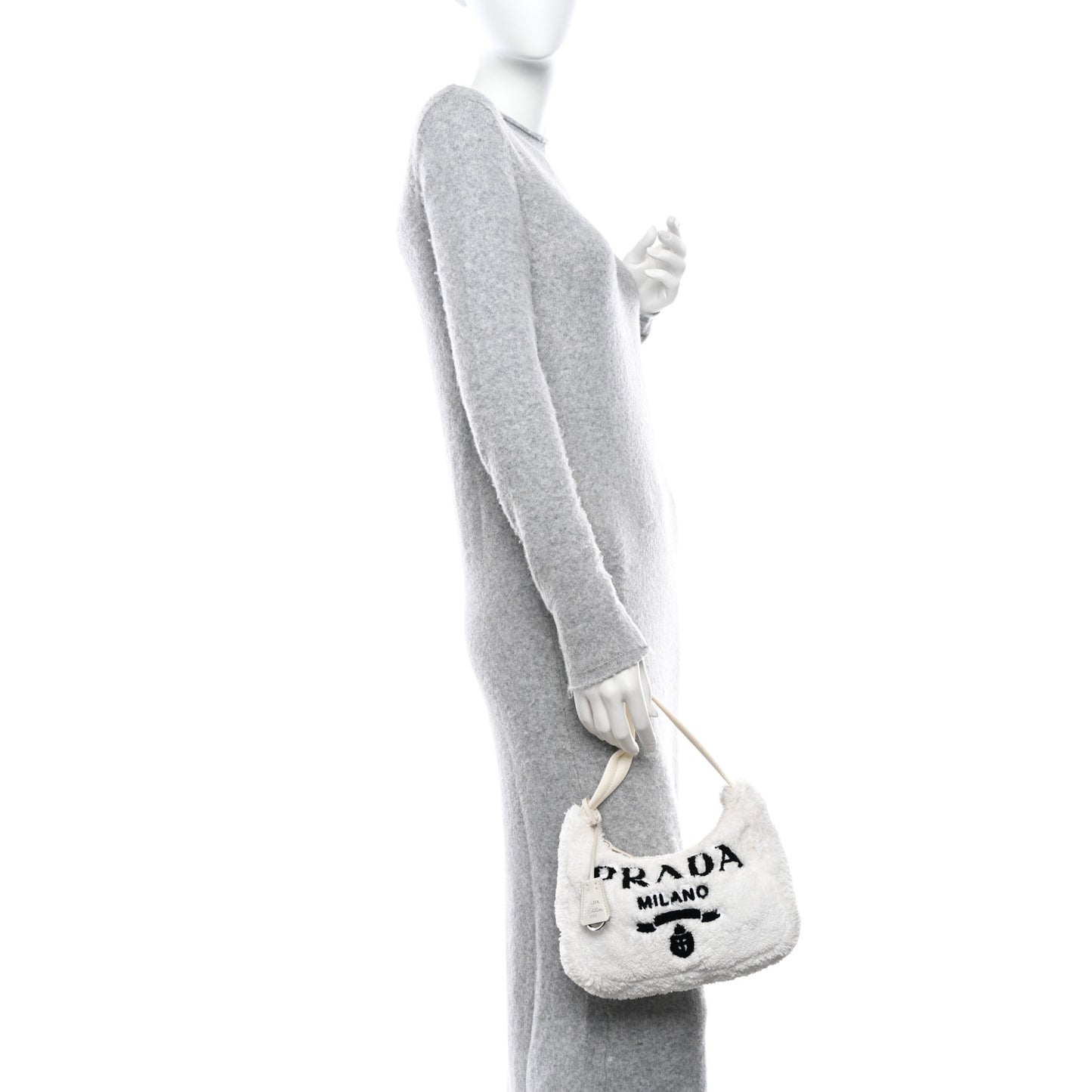 Terry Cloth Mini Re-Edition 2000 Bag White Black