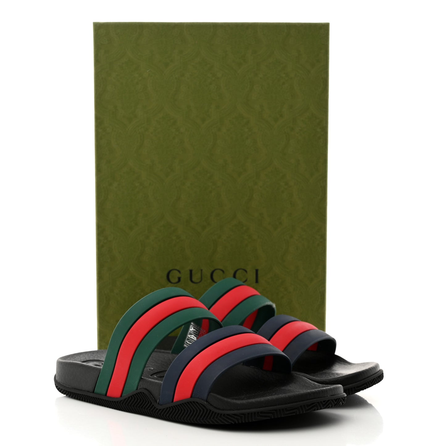Rubber Web Mens Slide Sandals 11 Green Red