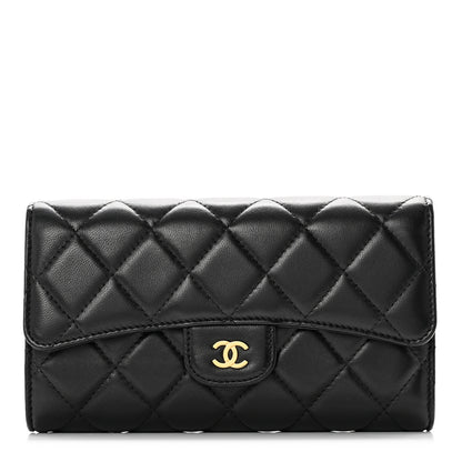 Chanel Lambskin Quilted Large Flap Wallet Black 1 of 9