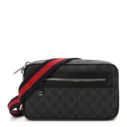 Gucci Soft GG Supreme Monogram Web Belt Bag Black Grey 1 of 10