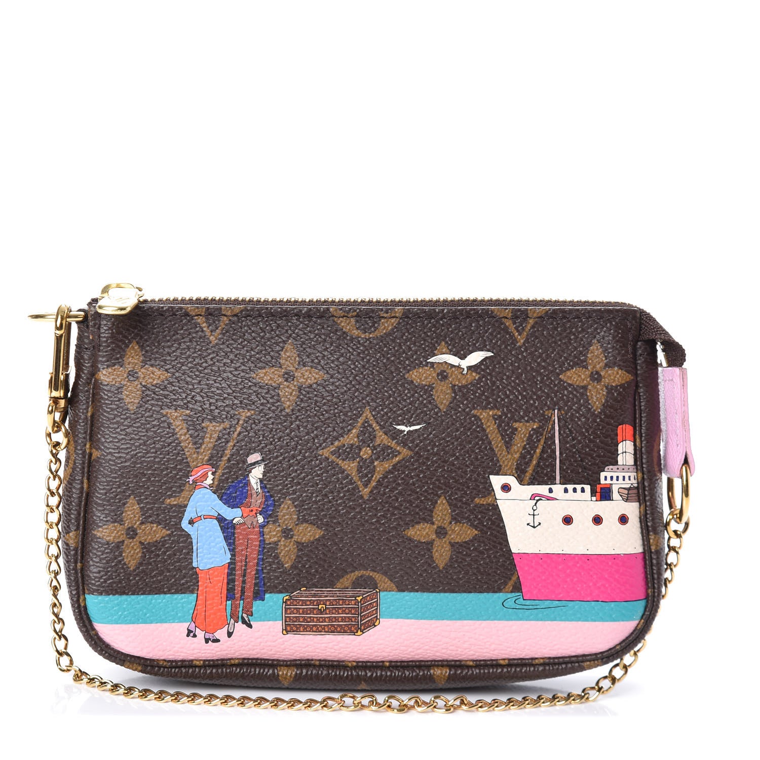 Louis Vuitton Monogram 2016 Christmas Animation Mini Pochette Accessories Rose Ballerine 1 of 7