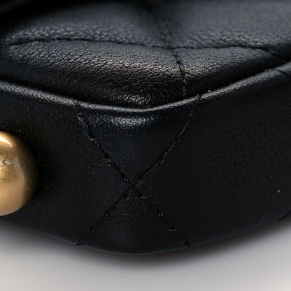 Chanel Calfskin Quilted About Pearls Card Holder Flap With Chain Black 10 of 12