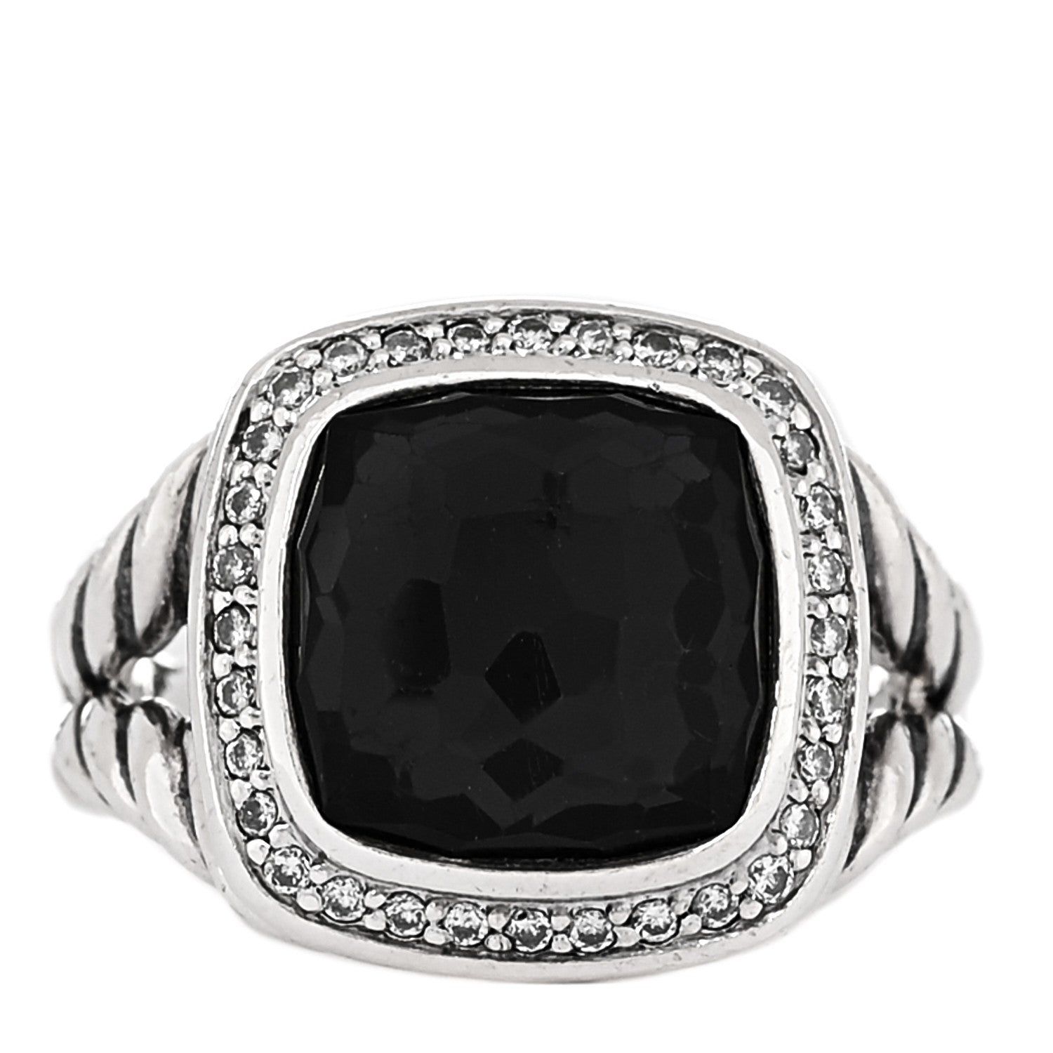 David Yurman Sterling Silver Diamond Black Orchid 11mm Albion Ring 54 6.75 1 of 5