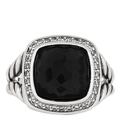 David Yurman Sterling Silver Diamond Black Orchid 11mm Albion Ring 54 6.75 1 of 5