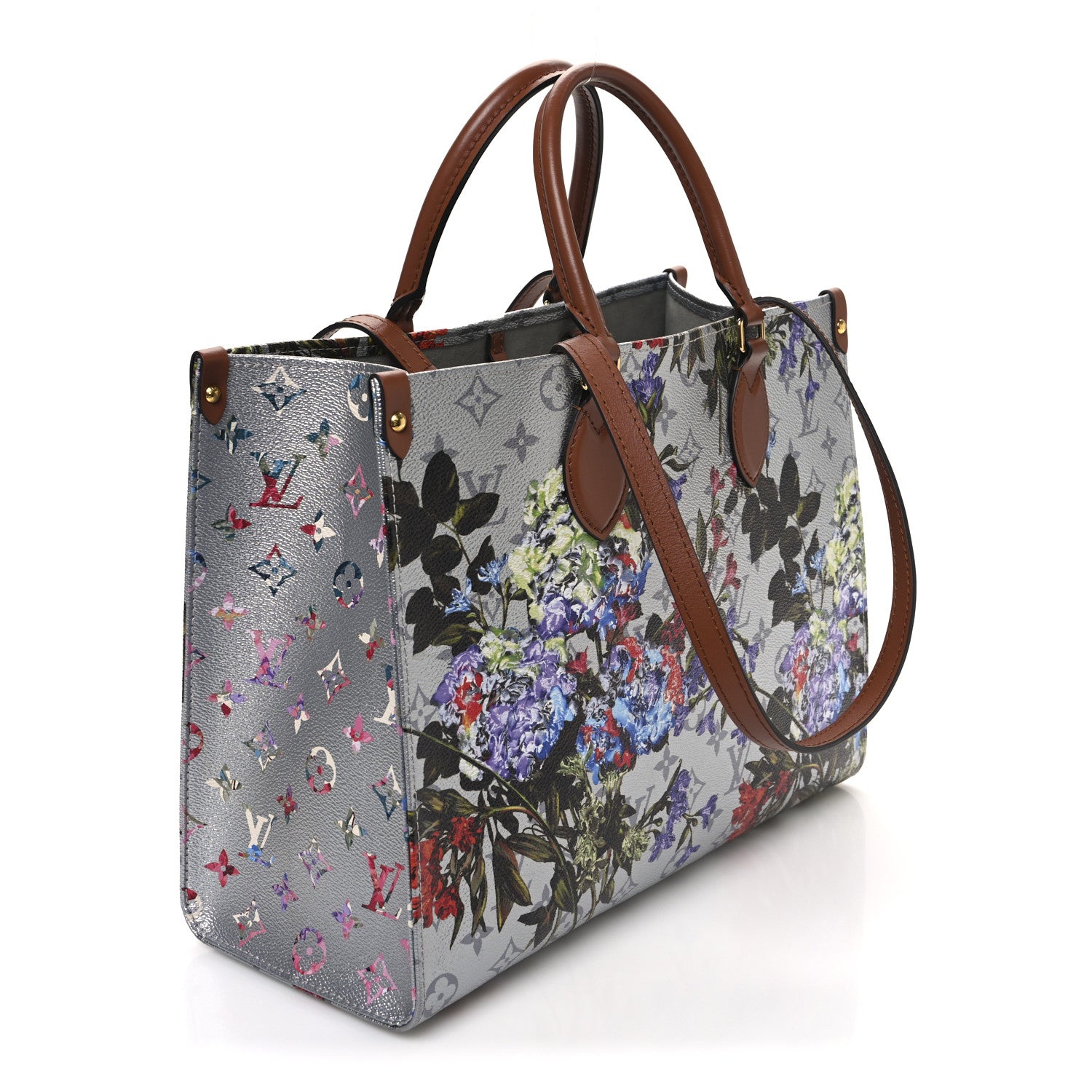 Louis Vuitton Metallic Monogram LV Garden OnTheGo MM Silver 3 of 11