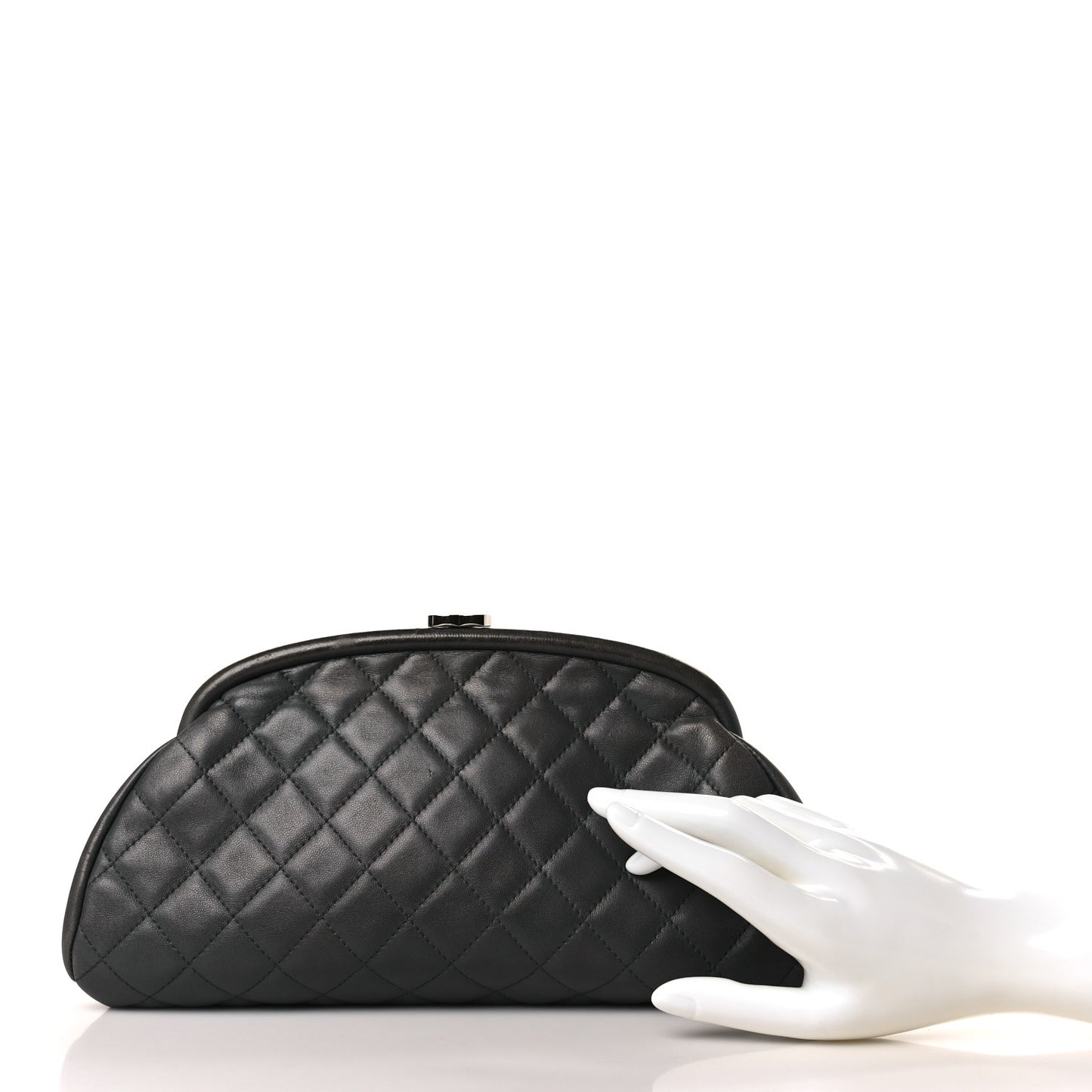 Lambskin Quilted Timeless Clutch Grey