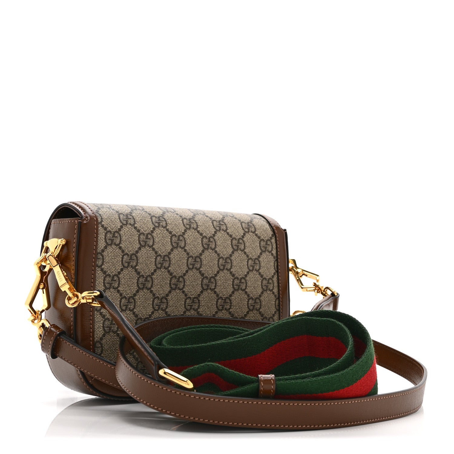 Gucci GG Supreme Monogram Web Mini Horsebit 1955 Shoulder Bag Beige Brown Sugar 3 of 12